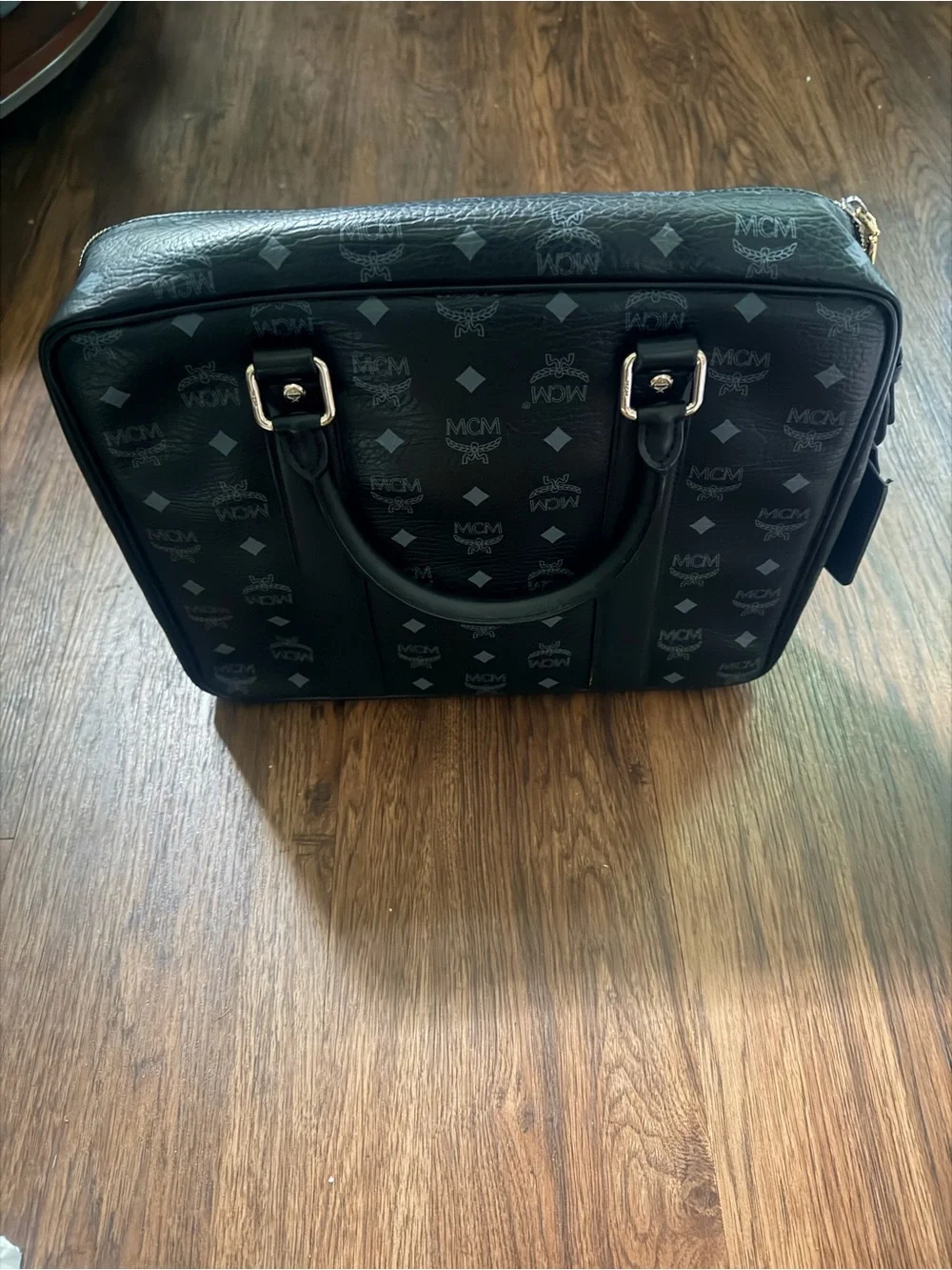 MCM Black Monogram Briefcase